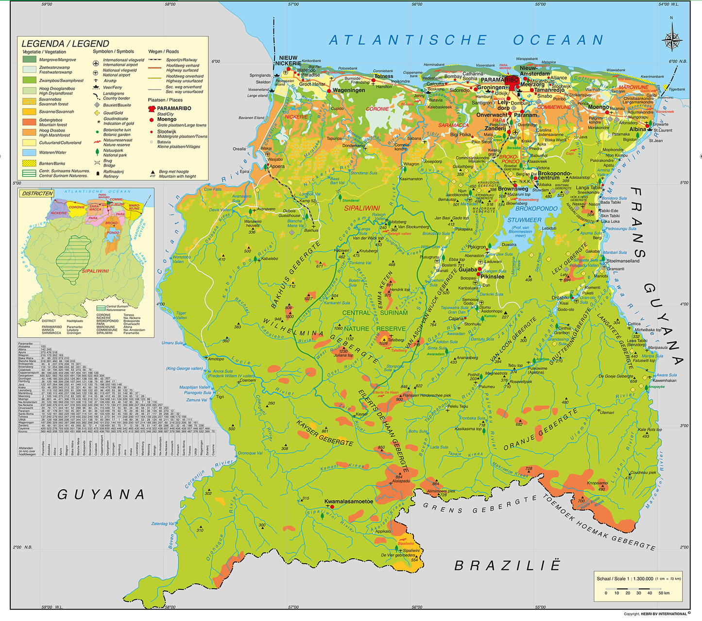 Toeristenkaart Suriname