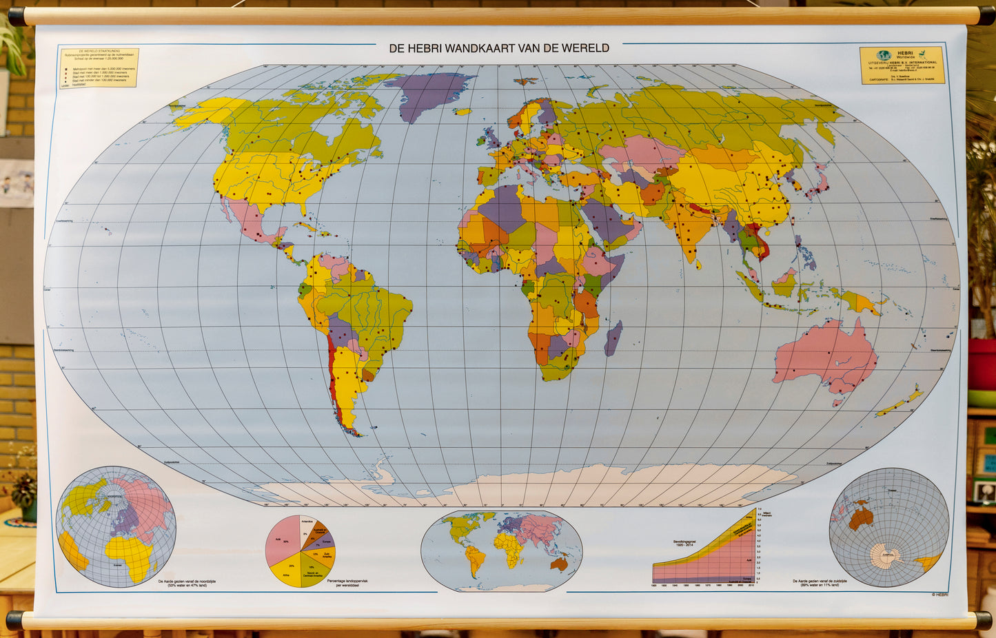 Wandkaart wereld