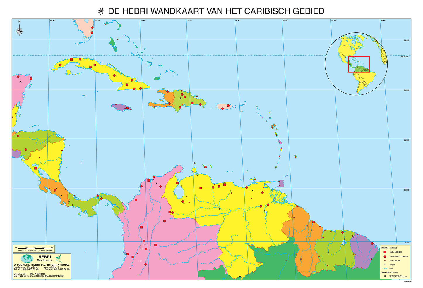 Wandkaart Caribisch Gebied