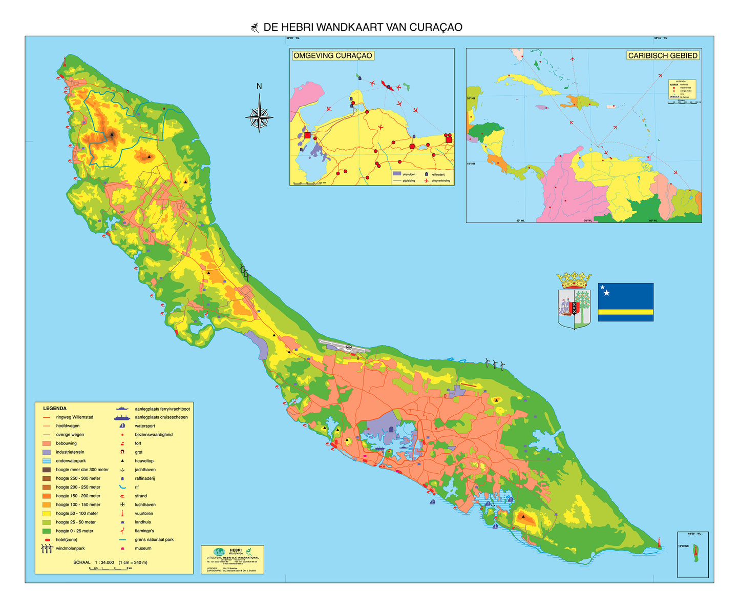 Wandkaart Curaçao