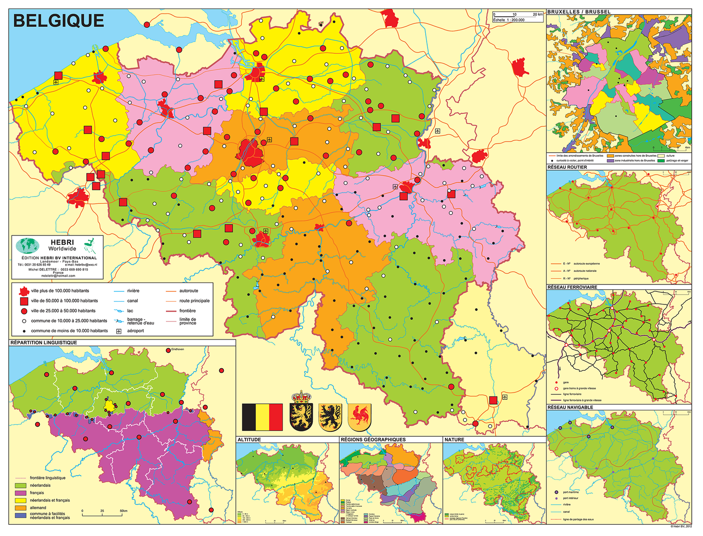Wandkaart Belgique