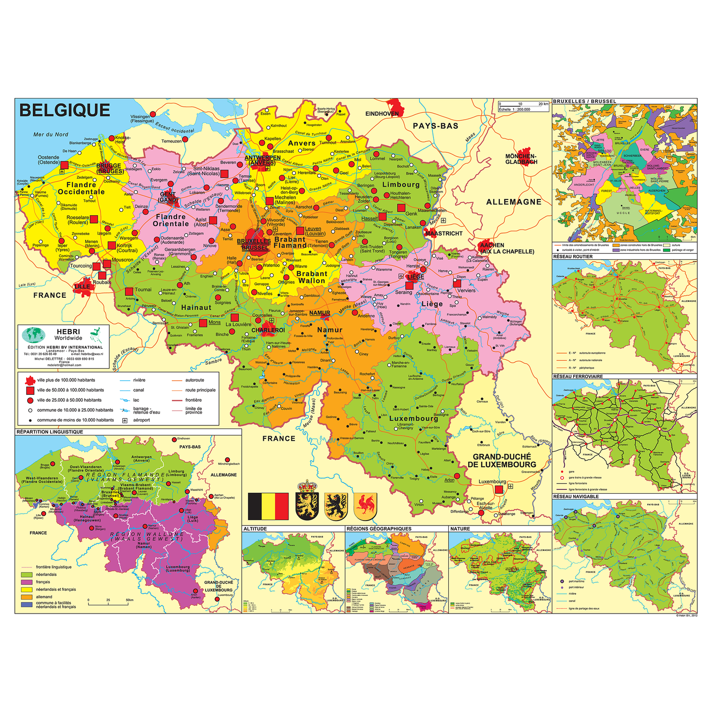 Wandkaart Belgique