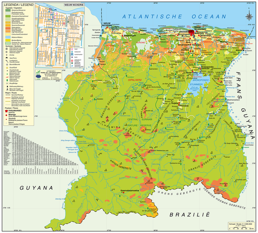 Toeristenkaart Suriname