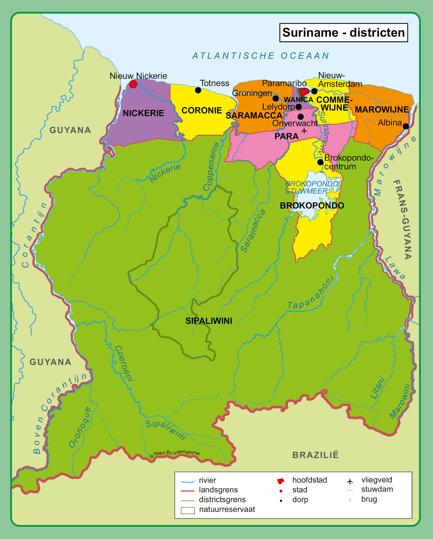 Toeristenkaart Suriname