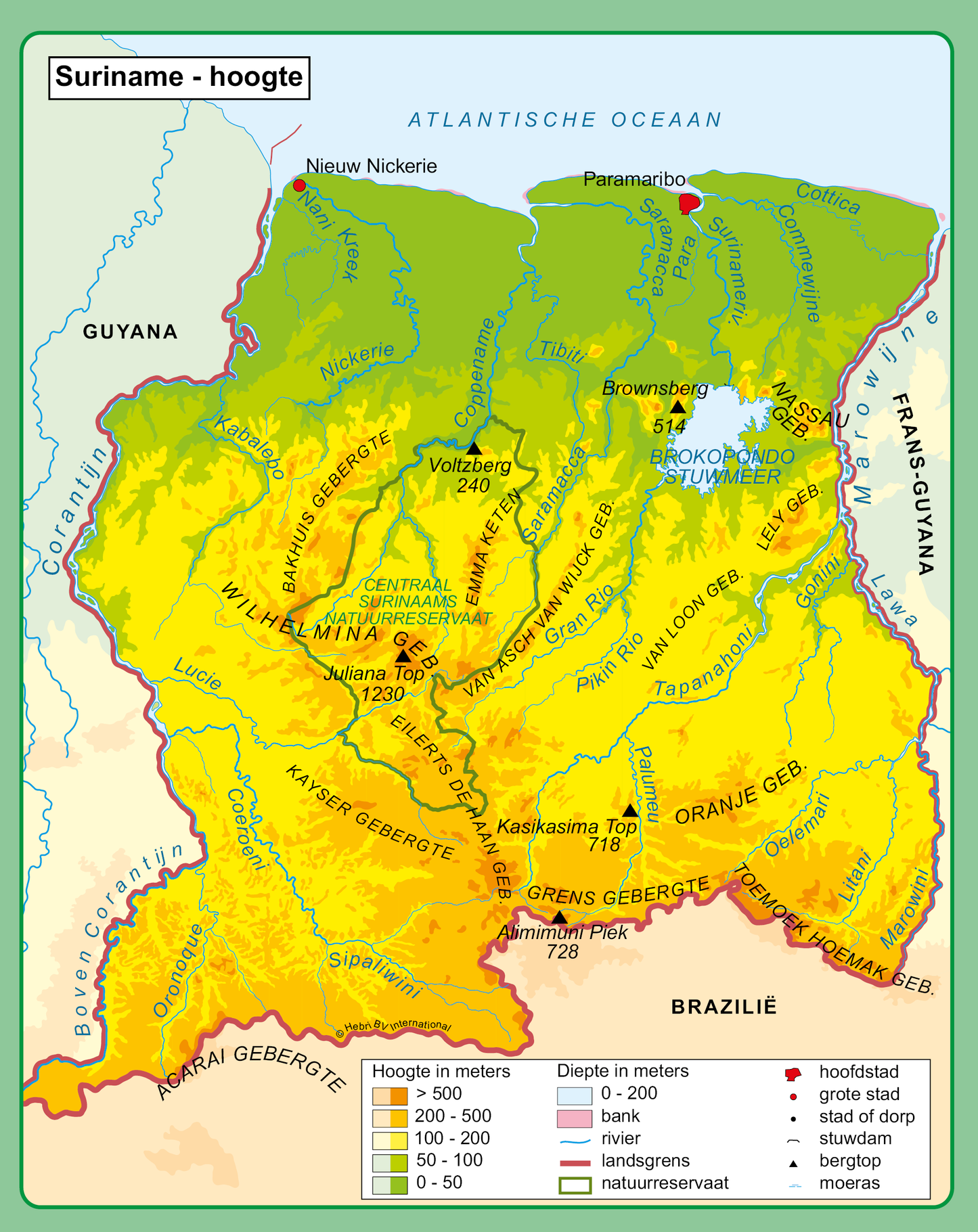 Toeristenkaart Suriname