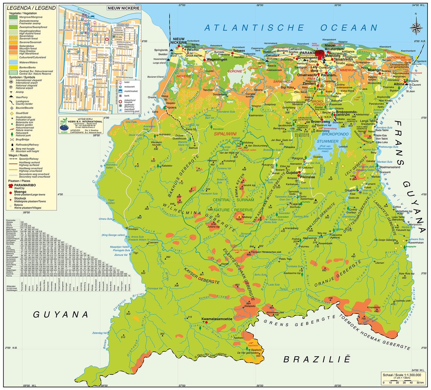 Toeristenkaart Suriname